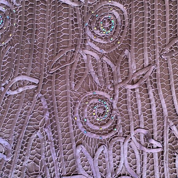 VINTAGE SOULMATES 100% Silk Purple Beaded Lace Slip On Maxi Length Dress Size XL - Picture 4 of 11